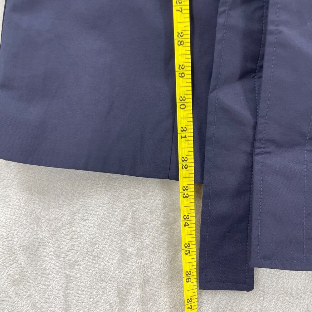 Elevenses Navy Ruffle Double Breasted Belted Mid Length Trench Coat - Picture 12 of 15